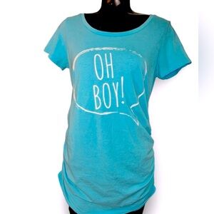 Motherhood Maternity "Oh Boy!" Graphic T-Shirt Blue Size M Short Sleeve